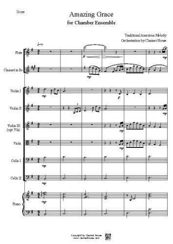 Amazing Grace for Fl Cl Vn Vla V.c & Piano