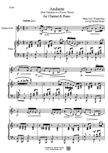 Andante from Variations on a Rococo Theme for Clarinet & Piano