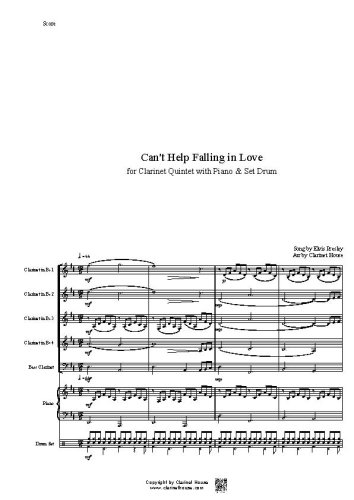Cant Help Falling In Love for Clarinet Quintet with Piano & Set Drum