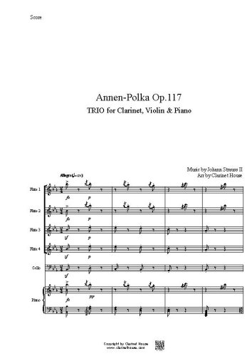 Annen Polka Op.117 for Flute Quartet & Cello with Piano