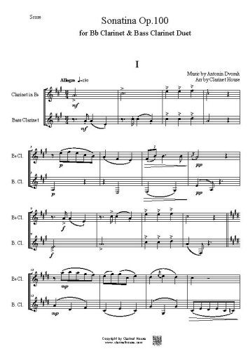 Dvorak Sonatina, Op. 100  for Bb Clarinet & Bass Clarinet