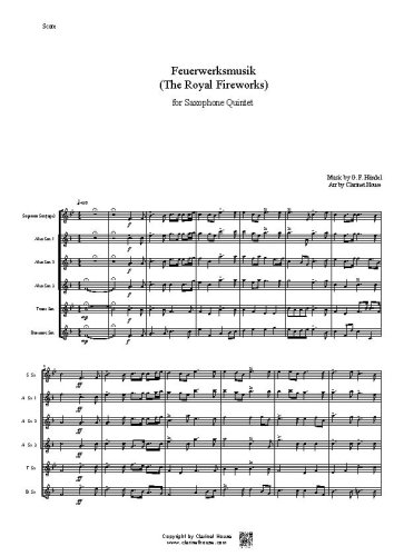 Feuerwerksmusik( the Royal Fireworks) for Saxophone Quintet