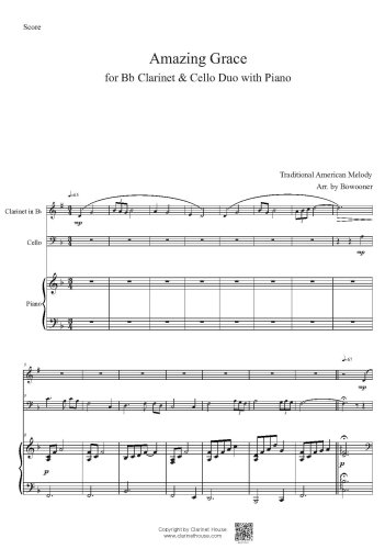Amazing Grace for Cla & V.Cello w Pno