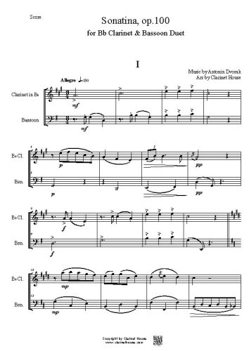 Dvorak Sonatina, Op. 100  for Bb Clarinet & Bassoon