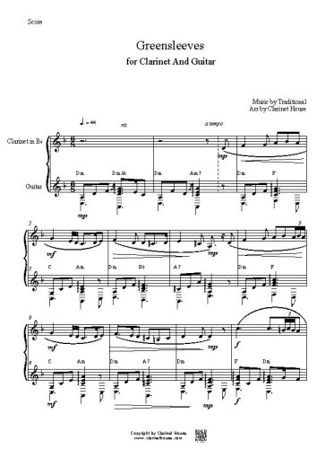 Greensleeves & for Clarinet & Guitar