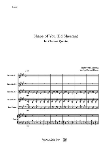 Shape Of You for Clarinet Quintet & Piano