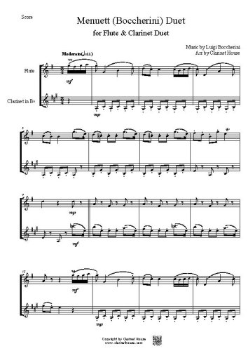 Menuett (Boccherini) Duet for Flute & Bb Clarinet 