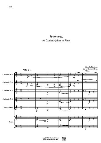 Erik Satie Je te veux Clarinet Quintet & Piano