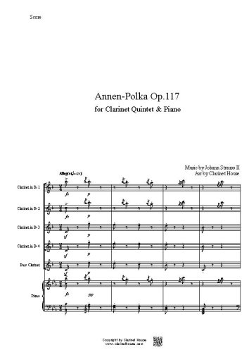 Annen Polka Op.117 for Clarinet Quintet & Piano