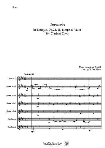 Serenade in E major, Op.22, II. Tempo di Valse by Antonin Dvorak for Clarinet Quintet & Piano