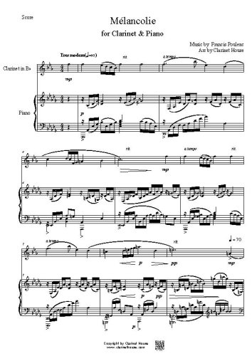 Melancolie by Poulenc  for Clarinet & Piano
