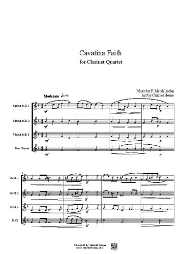 Cavatina Faith by Mendelssohn for Clarinet Quartet